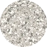 A circular pattern featuring a mix of gray, white, and black irregularly shaped pieces, resembling a terrazzo or mosaic design. The shapes are scattered uniformly, creating a textured and modern aesthetic.