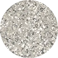 A circular, textured sample of granite-like material features a mix of white, grey, and black fragments. The surface appears rough with a speckled pattern, giving it a granite or stone-like appearance.